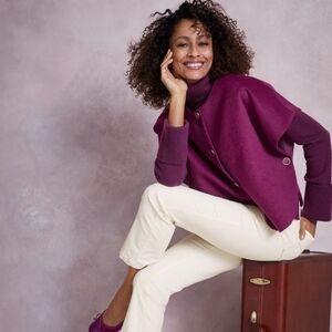 Talbots Wool Blend Capelet Purple Eggplant Medium